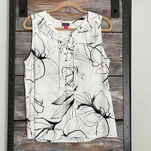 Vince Camuto Fresco Petals Lace-Up Blouse